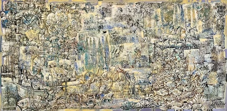 Generous World — Oil on canvas, 83 × 170 cm (2023). Abel Karen Kazinyan.
