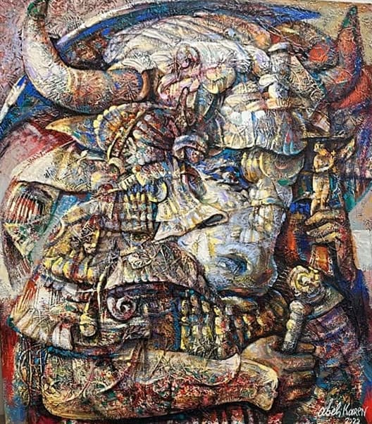 Passions of the Minotaur — Oil on canvas, 80 × 70 cm (2022). Abel Karen Kazinyan.
