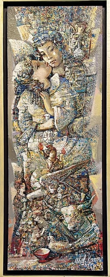 The Kiss — Oil on canvas, 110 × 40 cm (2024). Abel Karen Kazinyan.
