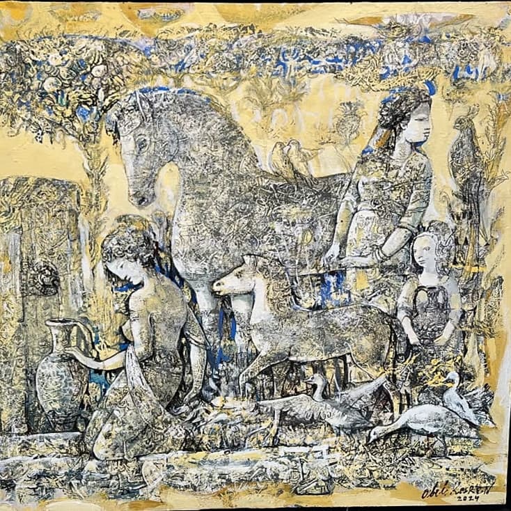The Spring — Oil on canvas, 90 × 90 cm (2024). Abel Karen Kazinyan.